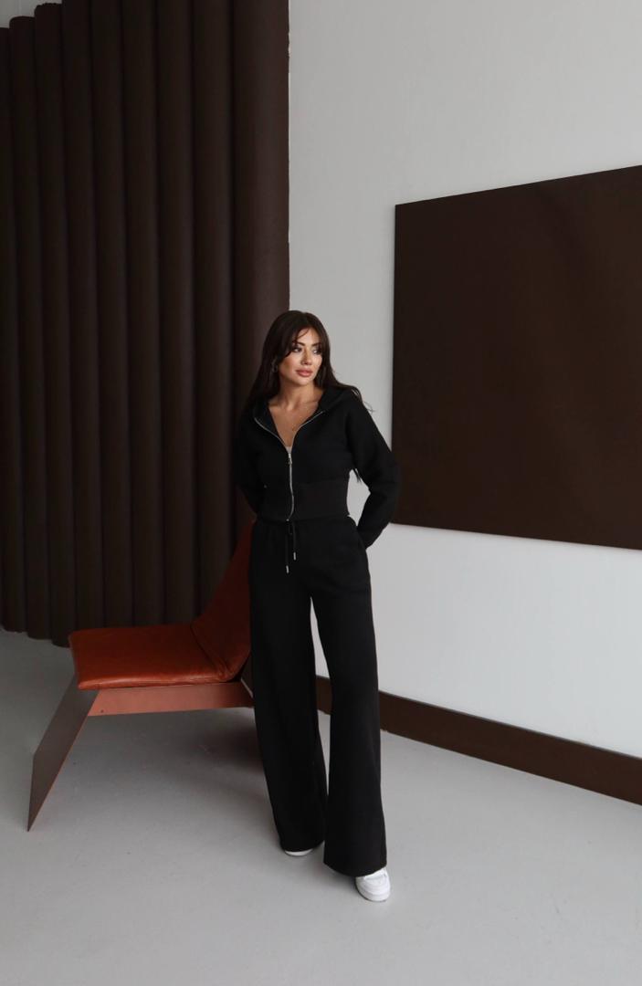 Survêtement d'hiver en polaire pour femme, ensemble 2 pièces avec sweat à capuche et pantalon