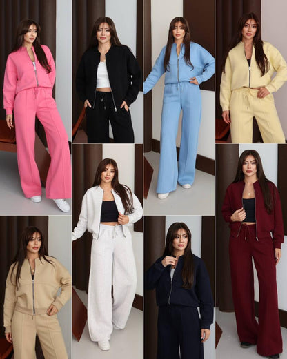 Survêtement d'hiver en polaire pour femme, ensemble 2 pièces avec sweat à capuche et pantalon