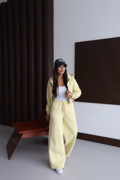 Survêtement d'hiver en polaire pour femme, ensemble 2 pièces avec sweat à capuche et pantalon