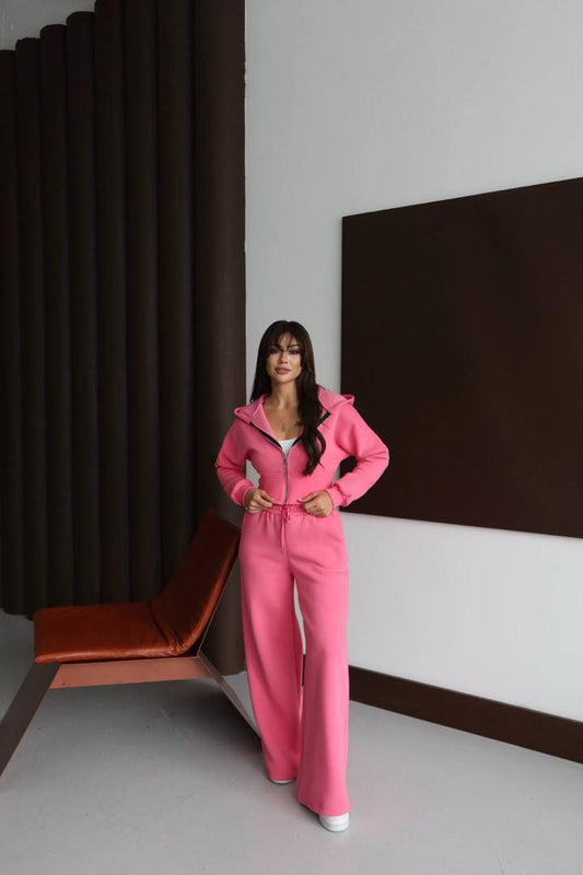 Survêtement d'hiver en polaire pour femme, ensemble 2 pièces avec sweat à capuche et pantalon - soldafaire.com